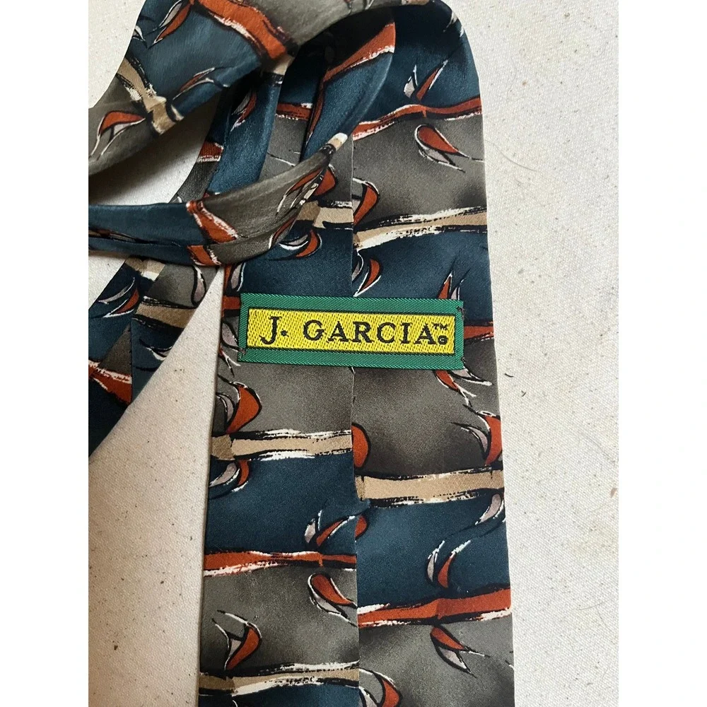 Vintage Jerry Garcia Silk Tie Stonehenge Art In Neckwear Abstract Blue Grey